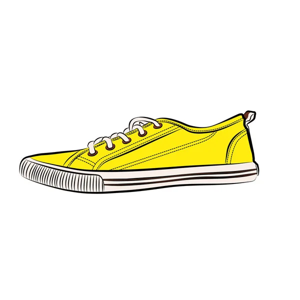 Sneakers κίτρινο εικονίδιο. Επίπεδη απεικόνιση του πάνινα παπούτσια εικονίδιο διάνυσμα απομονώνονται σε whitebackground — Διανυσματικό Αρχείο