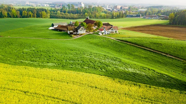 Panoramautsikt over idylliske fjellområder i Alpene med fres – stockfoto