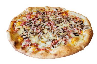 Jambon ve mantar izole pizza