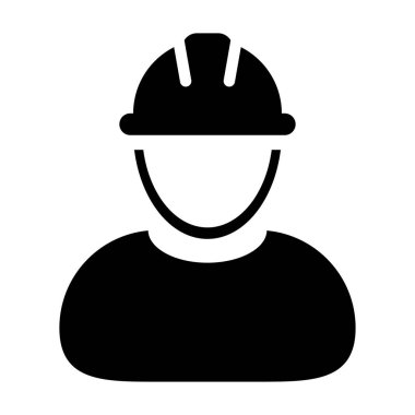 İnşaat İşçisi Simgesi - Vektör Kişi Profili Avatar Pictogram illüstrasyon
