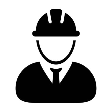 İnşaat İşçisi Simgesi - Vektör Kişi Profili Avatar Pictogram illüstrasyon