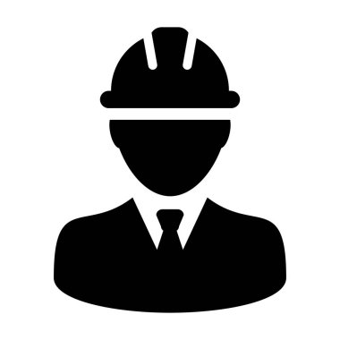 İnşaat İşçisi Simgesi - Vektör Kişi Profili Avatar Pictogram illüstrasyon