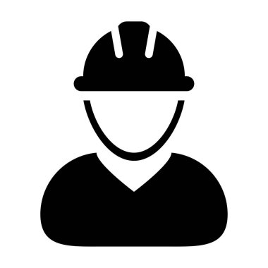 İnşaat İşçisi Simgesi - Vektör Kişi Profili Avatar Pictogram illüstrasyon