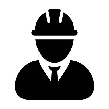 İnşaat İşçisi Simgesi - Vektör Kişi Profili Avatar Pictogram illüstrasyon