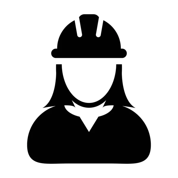 Woman Construction Worker Icon - Vector Person Profile Avatar Pictogram illustration