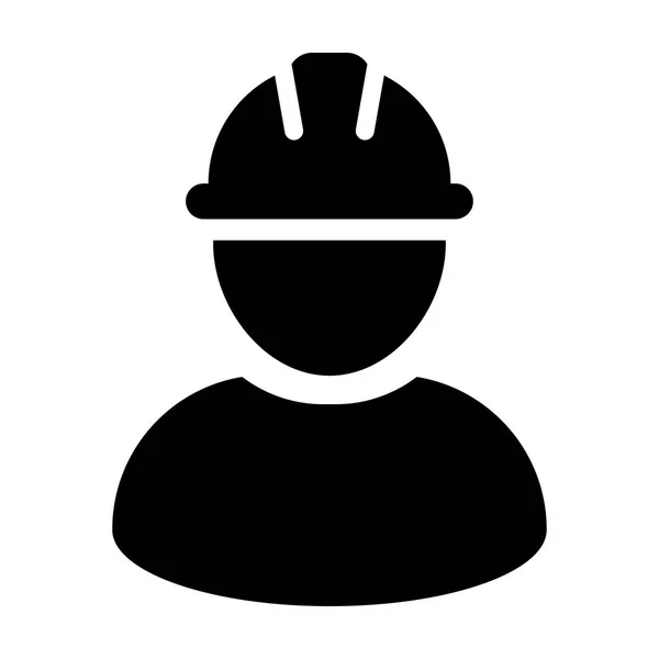 Ícone de trabalhador de construção - Perfil de pessoa vetora ilustração de pictograma de avatar — Vetor de Stock