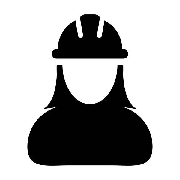 Woman Construction Worker Icon - Vector Person Profile Avatar Pictogram illustration — Wektor stockowy