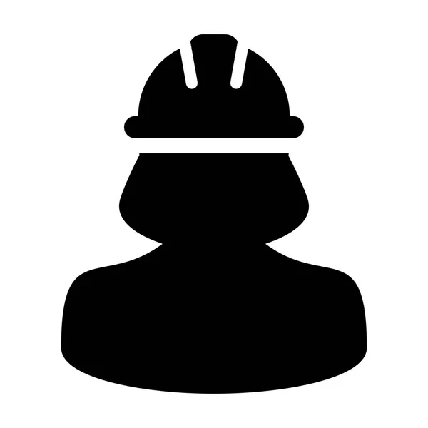 Icono del trabajador de la construcción de la mujer - Perfil de la persona vectorial Avatar Pictograma ilustración — Vector de stock