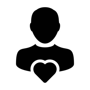 Kullanıcı kalp, favori, aşk, profil, Avatar vektör simgesi