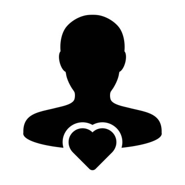 Kullanıcı kalp, favori, aşk, profil, Avatar vektör simgesi