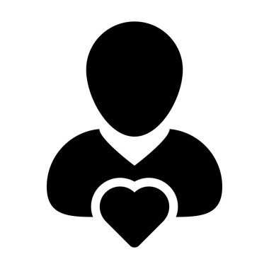 Kullanıcı kalp, favori, aşk, profil, Avatar vektör simgesi