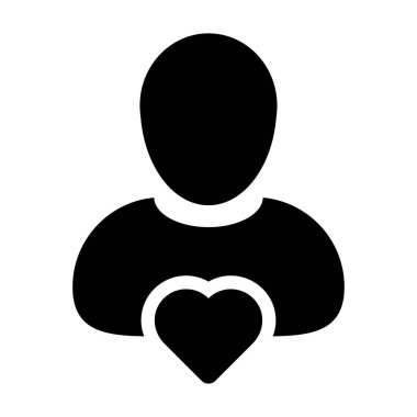 Kullanıcı kalp, favori, aşk, profil, Avatar vektör simgesi
