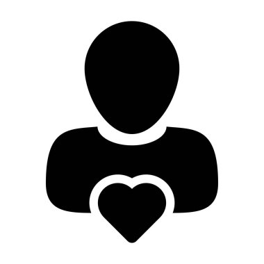 Kullanıcı kalp, favori, aşk, profil, Avatar vektör simgesi