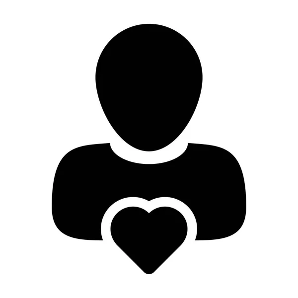 Corazón de Usuario, Favorito, Amor, Perfil, Avatar Vector Icon — Vector de stock