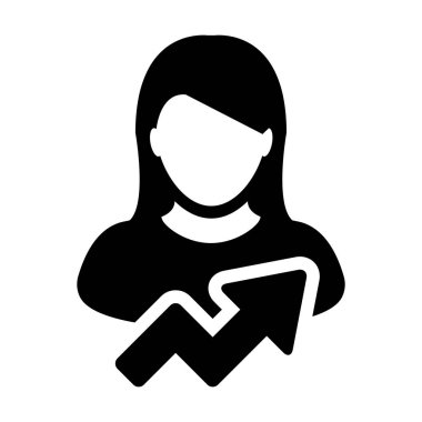 Kullanıcı simgesi - kişi profili ile büyüme ok vektör çizim