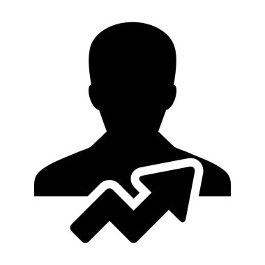 Kullanıcı simgesi - kişi profili ile büyüme ok vektör çizim