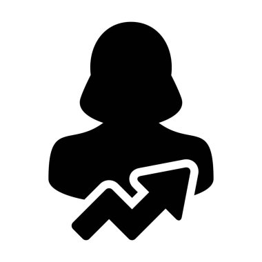 Kullanıcı simgesi - kişi profili ile büyüme ok vektör çizim