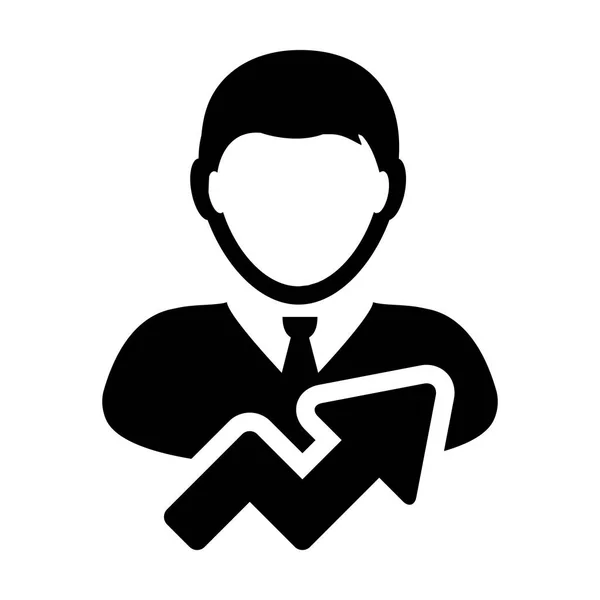 User Icon - Person Profile With Growth Arrow Vector illustration