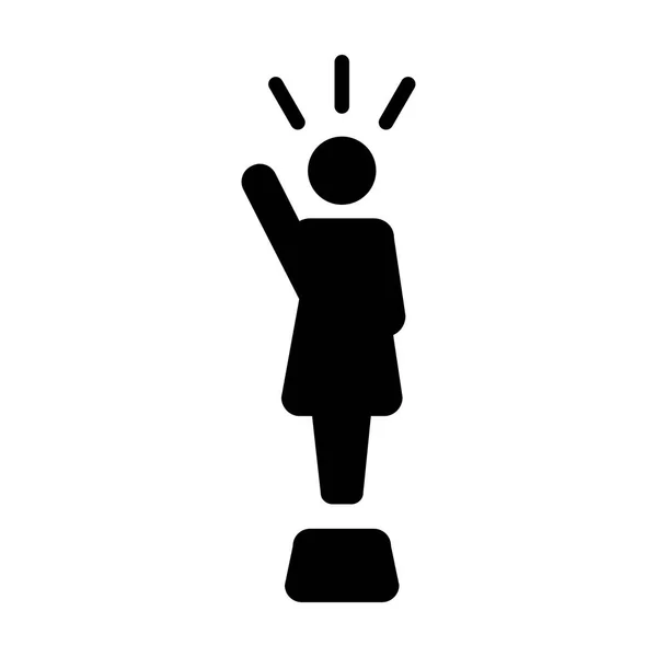 Lider ikona - ilustracja kobieta wektor wystąpień publicznych osoba glifów piktogram Symbol — Wektor stockowy