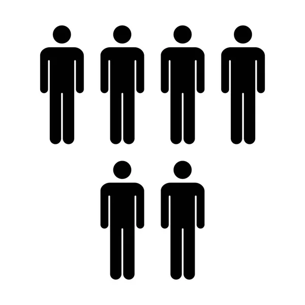 Ícone de pessoas - Grupo de vetores de homens Equipe Glyph Symbol Pictograma ilustração —  Vetores de Stock