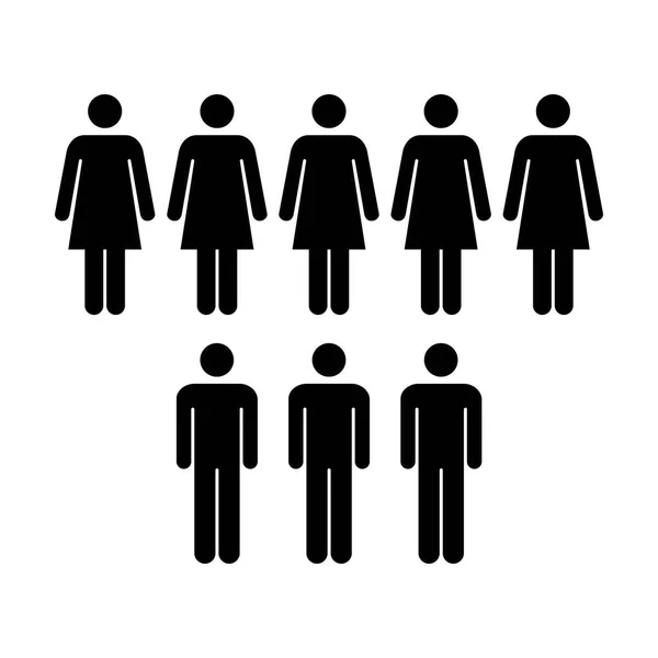 Icono de la gente - Grupo Vector de Hombres y Mujeres Ilustración del símbolo del pictograma del equipo — Vector de stock