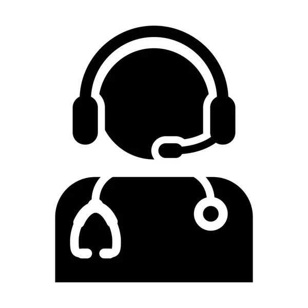 Doctor Icon - Vector Online Consultation With Headphone Symbol in Glyph Pictogram illustration — Stock Vector