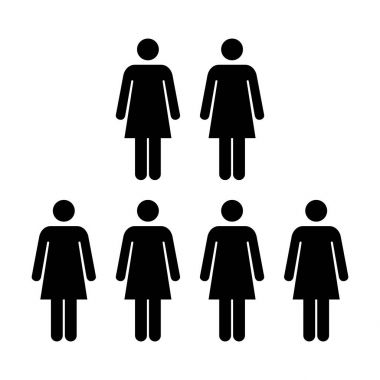 İnsanlar Icon - kadınlar takım glif piktogram sembol illüstrasyon vektör grubu