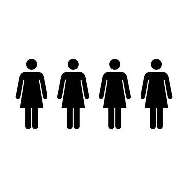 İnsanlar Icon - kadınlar takım glif piktogram sembol illüstrasyon vektör grubu