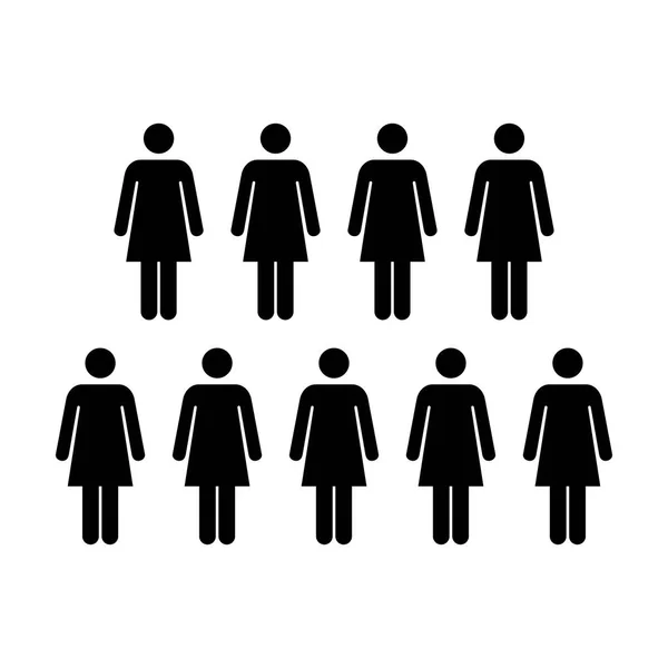 Icon - vrouwen Team Glyph Pictogram symbool illustratie Vector groep mensen — Stockvector