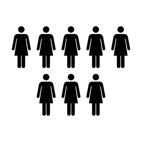 Άτομα εικόνα - διάνυσμα ομάδα γυναικών ομάδα γλύφου εικονόγραμμα σύμβολο επεξήγηση — Διανυσματικό Αρχείο