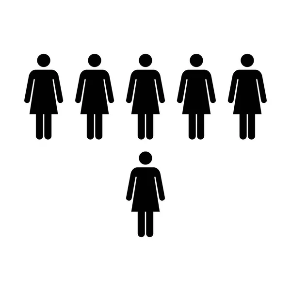 Menschen-Symbol - Vektorgruppe von Frauen-Team-Glyphen-Piktogramm-Symbol-Illustration — Stockvektor