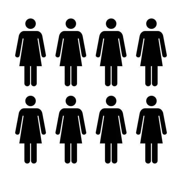 Ícone de pessoas - Grupo de vetores da equipe de mulheres Glyph Pictogram ilustração do símbolo — Vetor de Stock