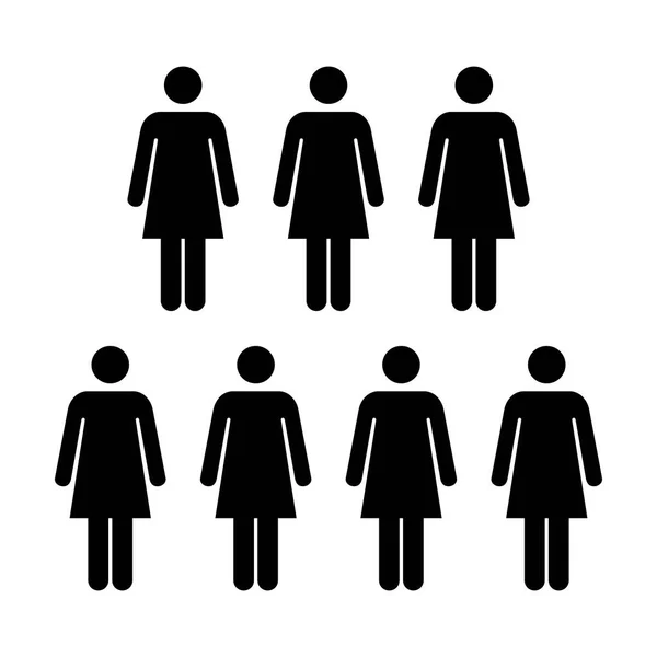 Ícone de pessoas - Grupo de vetores da equipe de mulheres Glyph Pictogram ilustração do símbolo —  Vetores de Stock