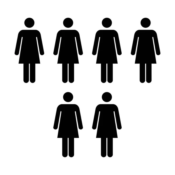 人们图标-向量组的妇女团队标志符号象形符号的插图 — 图库矢量图片