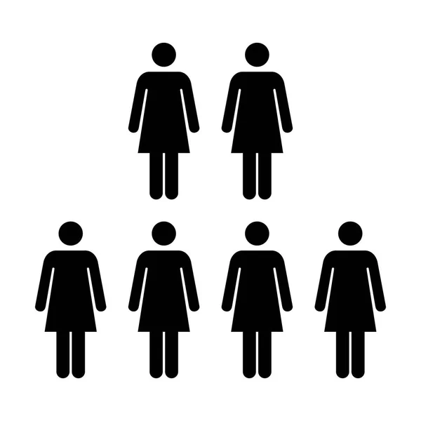 Άτομα εικόνα - διάνυσμα ομάδα γυναικών ομάδα γλύφου εικονόγραμμα σύμβολο επεξήγηση — Διανυσματικό Αρχείο