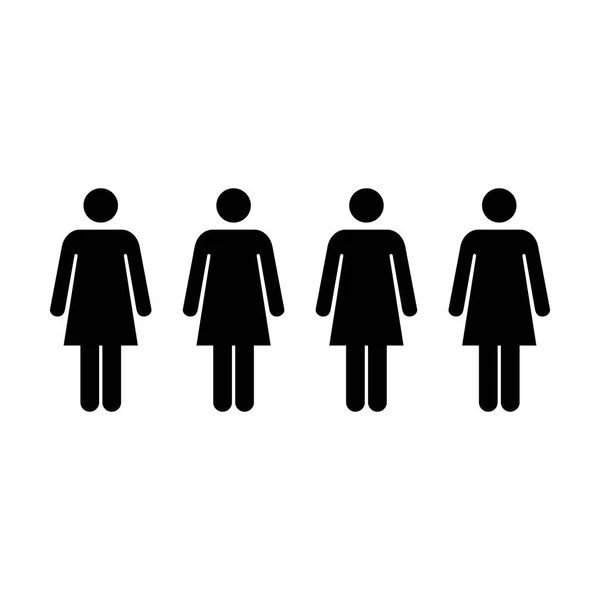 Ícone de pessoas - Grupo de vetores da equipe de mulheres Glyph Pictogram ilustração do símbolo —  Vetores de Stock