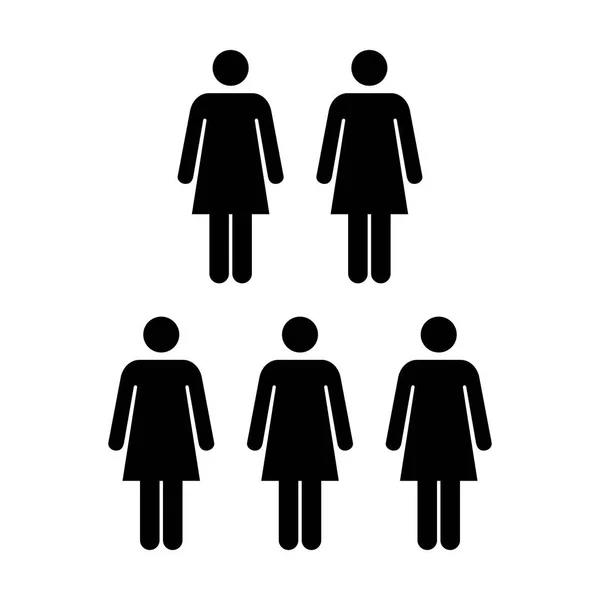 Ícone de pessoas - Grupo de vetores da equipe de mulheres Glyph Pictogram ilustração do símbolo —  Vetores de Stock