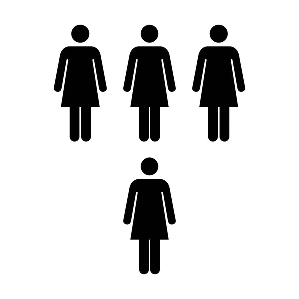 People Icon - Gruppo vettoriale di donne Gruppo Glyph Pittogramma Simbolo illustrazione — Vettoriale Stock