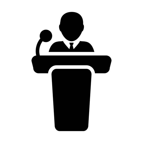 Person Icon Vector Public Speaker on Podium Pictogram illustration