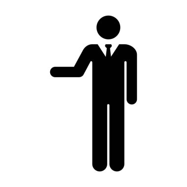 İşadamı simgesi düz vektör kişi sembolü glif piktogram çizimde