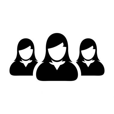 Kadınlar takım simge vektör kullanıcı grubu insanlar glif piktogram şekil