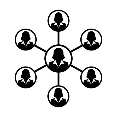 Ağ simge vektör erkek grup insanlar bağlı glif piktogram şekil