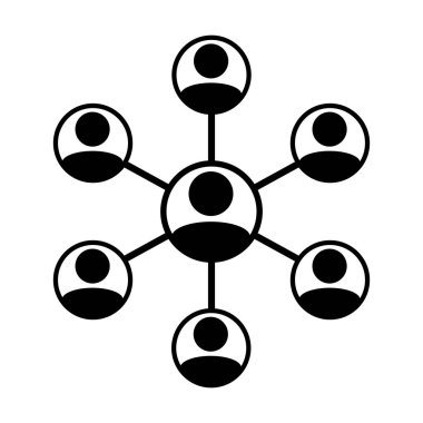 Ağ simge vektör erkek grup insanlar bağlı glif piktogram illüstrasyon