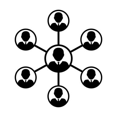 Ağ simge vektör erkek grup insanlar bağlı glif piktogram illüstrasyon