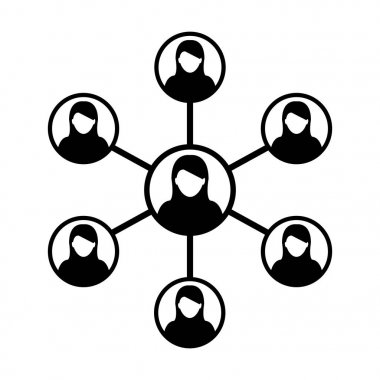 Ağ simge vektör erkek grup insanlar bağlı glif piktogram şekil