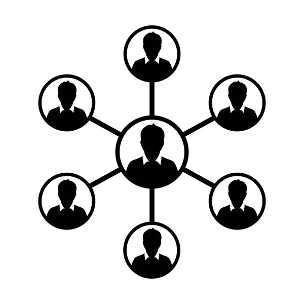 Netwerk pictogram Vector mannelijke groep van mensen verbonden Glyph Pictogram illustratie — Stockvector