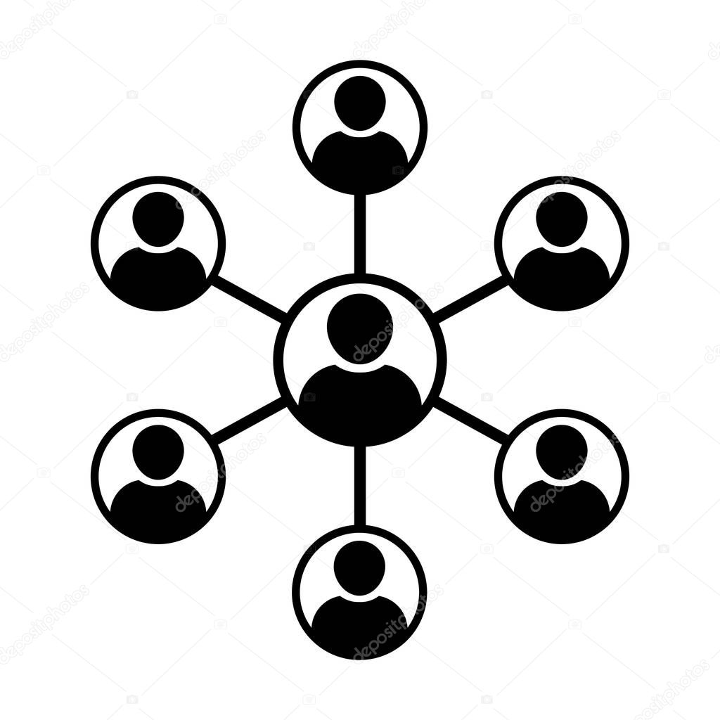 Network Icon Vector Male Group of People Connected Glyph Pictogram illustration
