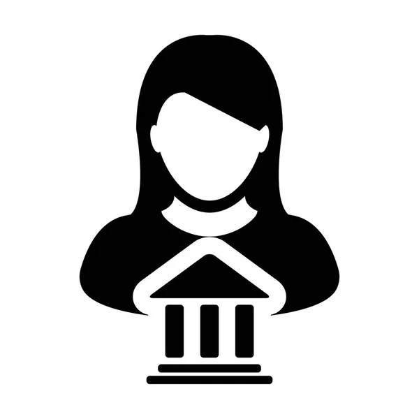 Banka simge vektör kişi profili kadın simgesiyle — Stok Vektör