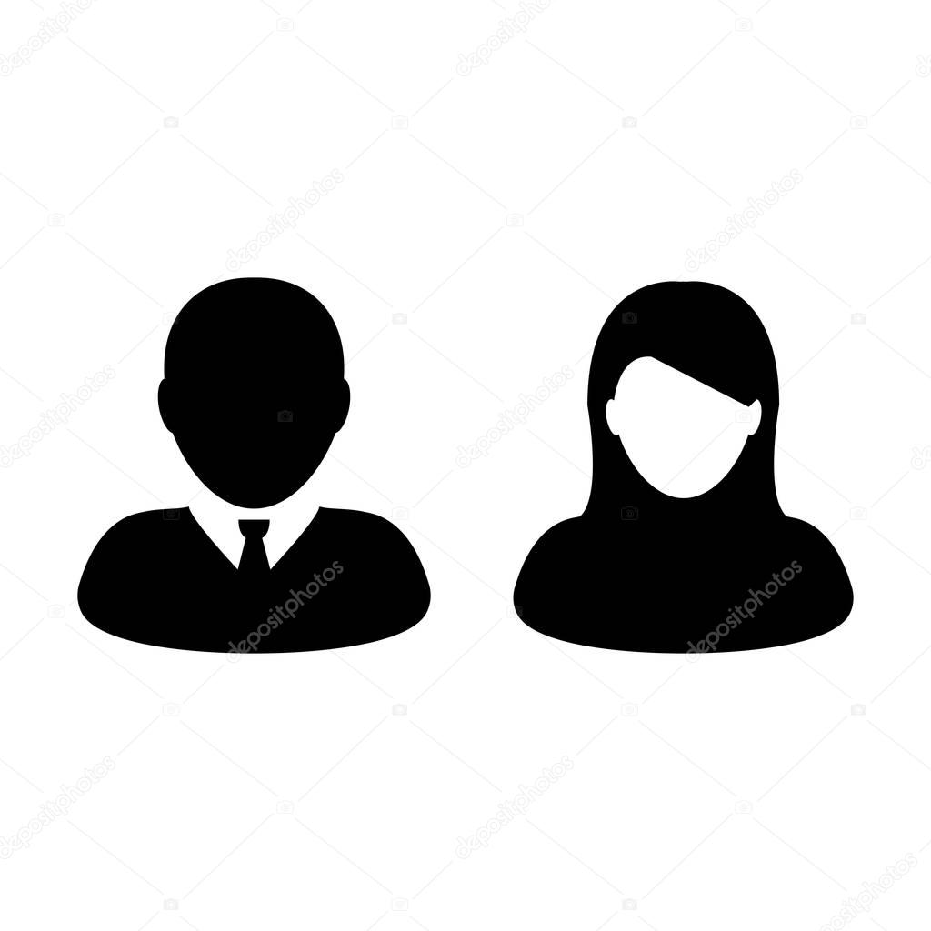 People Icon Vector Male Female Sign of User Person Profile Avatar Symbol in Glyph PIctogram illustration