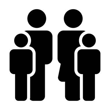 Aile simge vektör düz renk insanlar işareti glif piktogram sembol